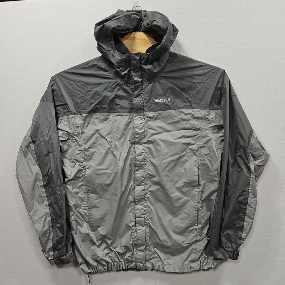 Marmot Jacket Men XL Gray Rain Lightweight Waterproof Hooded Hiking‎ Windbreaker